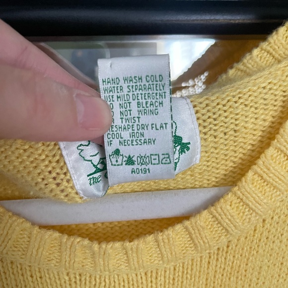 Vintage Quacker Factory Springtime Bunny Yellow Sweater Size 1X - Picture 3 of 8